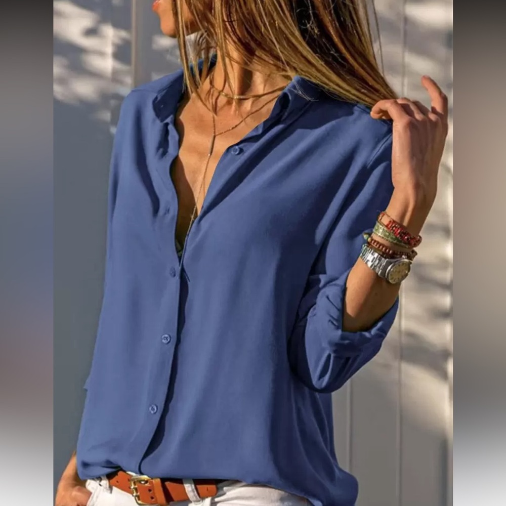 Elegant Dusty Blue Women's Top